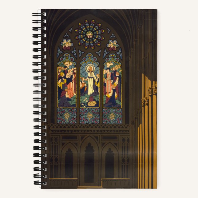 1923 Poster Of A Church With Stained Glass Window. Notebook (Front)