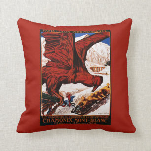 1924 Olympic Winter Games Poster Throw Pillow