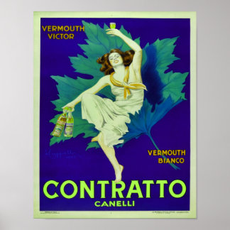 1925 Contratto Canelli Vermouth Advertisement Poster