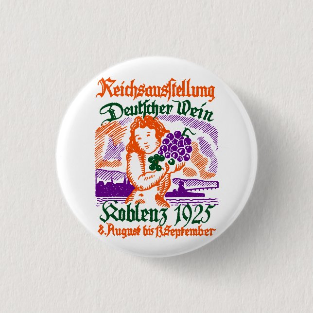 1925 German Wine Festival 1 Inch Round Button (Front)