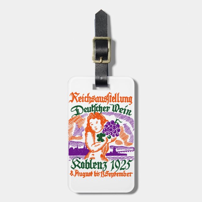 1925 German Wine Festival Luggage Tag (Front Vertical)