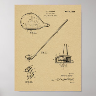 1925 Golf Club Patent Art Drawing Print