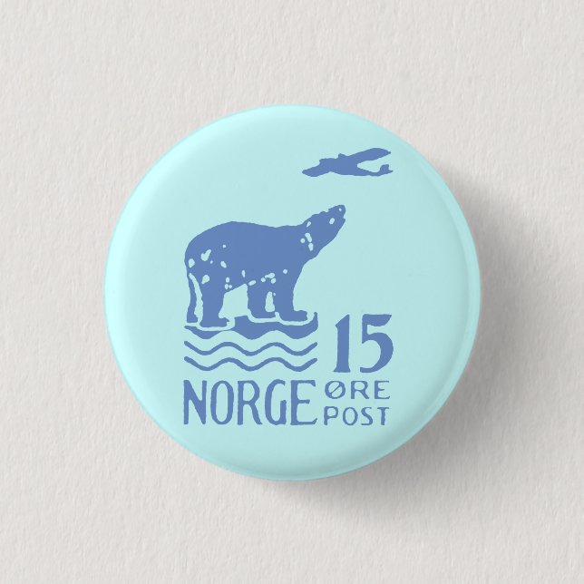 1925 Norwegian Polar Bear 1 Inch Round Button (Front)