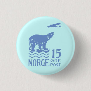 1925 Norwegian Polar Bear 1 Inch Round Button