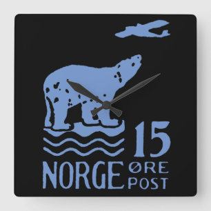 1925 Norwegian Polar Bear Square Wall Clock