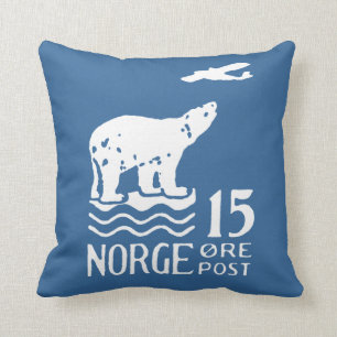 1925 Norwegian Polar Bear Throw Pillow