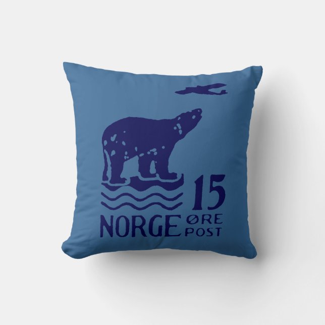 1925 Norwegian Polar Bear Throw Pillow (Front)