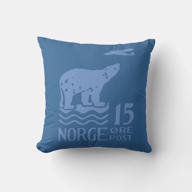 1925 Norwegian Polar Bear Throw Pillow (Front)