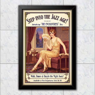 1925 Vintage Enchantress Shoes Flapper Advertising Poster