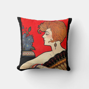 1925 woman print throw pillow