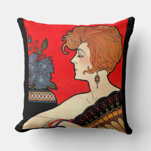 1925 woman throw pillow