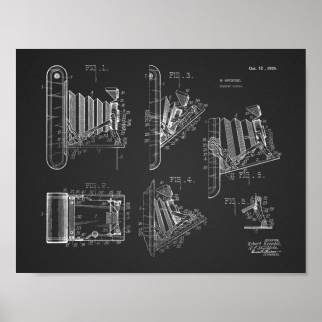 1926 Folding Camera Patent Art Drawing Print (Front)