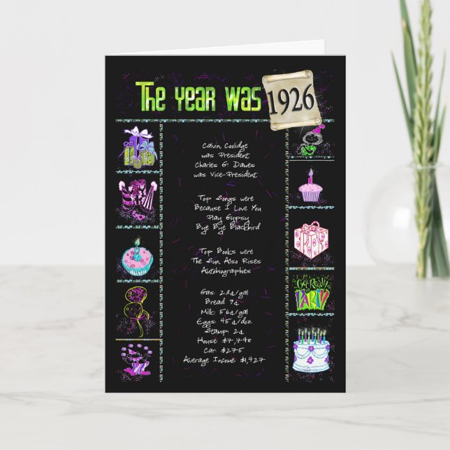 1926 Fun Facts Card (Front)