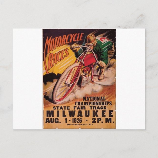 1926 Racing Poster Postcard (Front)