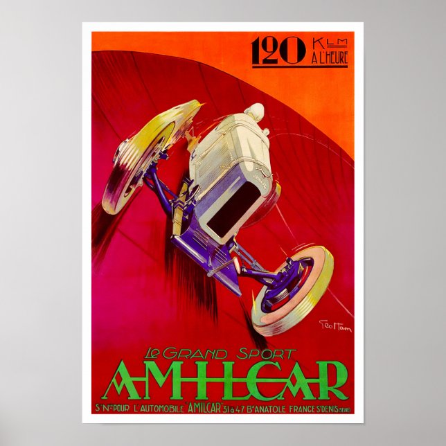 1927 Amilcar vintage racing ad  Poster (Front)