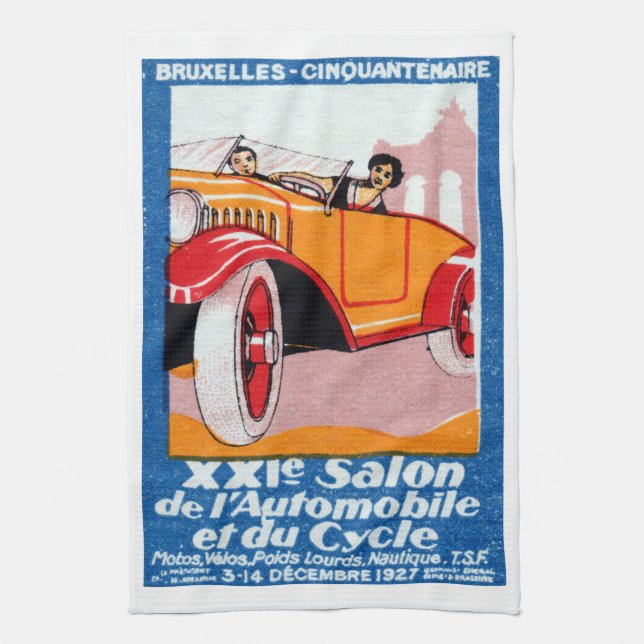 1927 Brussels Automotive Exposition Kitchen Towel (Vertical)