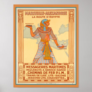  1927 Marseille Alexandrie Egypt Travel  Poster