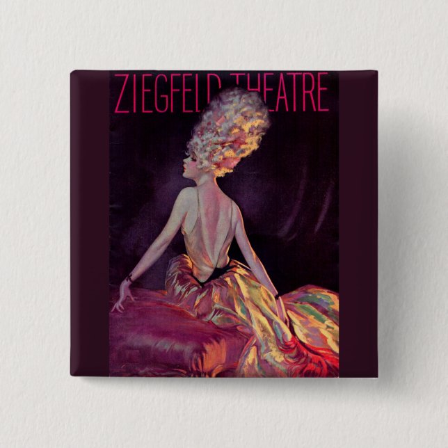 1927 Ziegfeld Theatre cover art 2 Inch Square Button (Front)