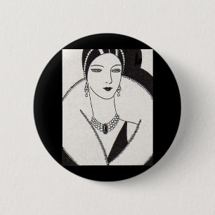1928 art deco woman 2 inch round button