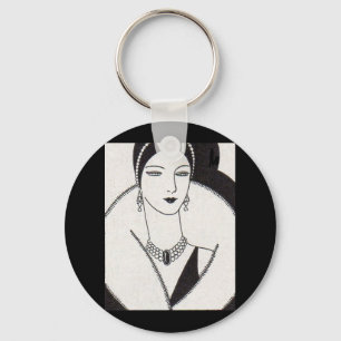 1928 art deco woman keychain