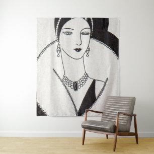 1928 art deco woman tapestry