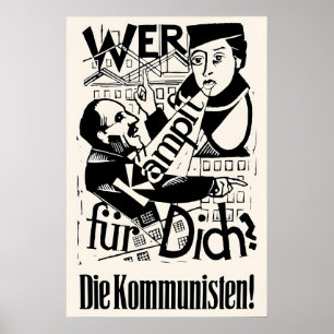 1928 German Election Poster KPD Who fights for you