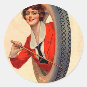 1928 Kelly-Springfields Tire mascot Lotta Miles Classic Round Sticker