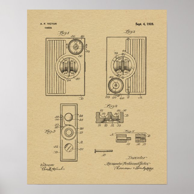 1928 Vintage Camera Patent Art Drawing Print (Front)