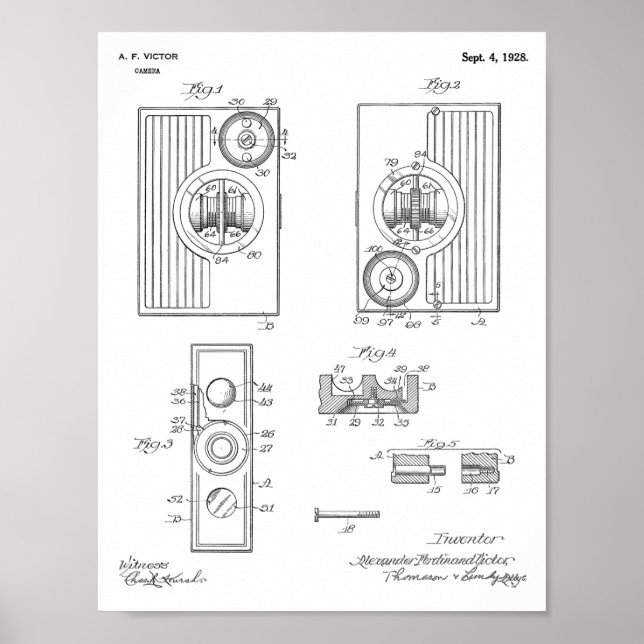 1928 Vintage Camera Patent Art Drawing Print (Front)