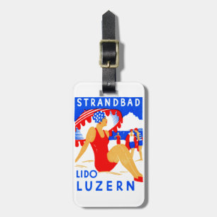1929 Art Deco Strandbad Lido Luzern Luggage Tag
