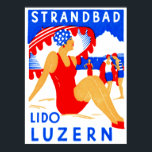1929 Art Deco Strandbad Lido Luzern Poster<br><div class="desc">C. 1929 Art Deco poster promoting the lake front beach of Strandbad Lido in Luzern / Lucerne Switzerland.</div>