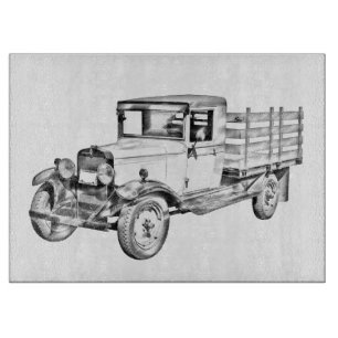 1929 Chevy Truck 1 Tonne Stake Body Illustration Cutting Board