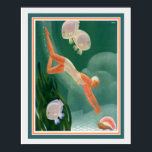 1930 Art Deco Swimmer/Resort Ad  16x20 Poster<br><div class="desc">1930 Art Deco Pullman Travel Advertisement Print for Summer Resorts 16 x 20</div>