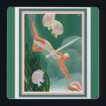1930 Art Deco Swimmer/Resort Ad Wall Clock<br><div class="desc">1930 Art Deco Pullman Travel Advertisement Print for Summer Resorts 16 x 20</div>