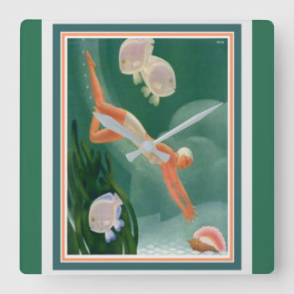 1930 Art Deco Swimmer/Resort Ad Wall Clock
