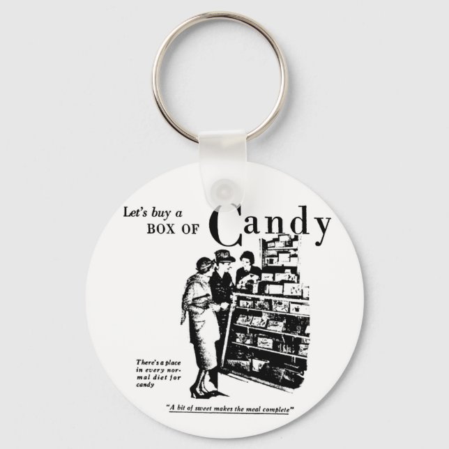 1930 Candy Newspaper Advertisement Keychain (Front)