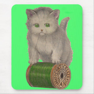 1930 Corticelli white kitten Mouse Pad