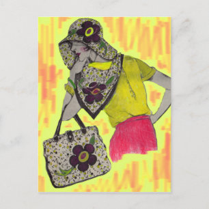 1930 fashion print woman wearing cloche postcard