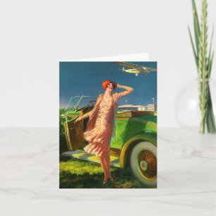 1930 femme voiture et avion