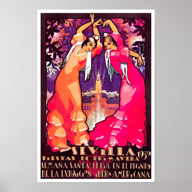 1930 Feria de Sevilla vintage travel Poster (Front)