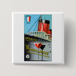 1930 French Apertif Normandie 2 Inch Square Button