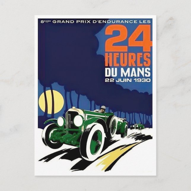 1930 Le Mans 24 hr vintage racing Postcard (Front)
