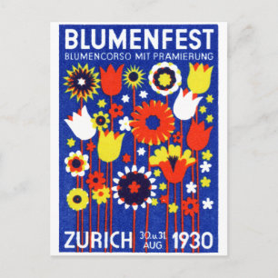 1930 Swiss Flower Show Postcard