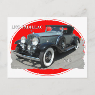 1930 V/16 CADILLAC POSTCARD