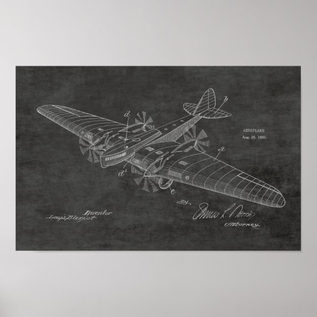 1930 Vintage Boat Airplane Patent Drawing Print (Front)