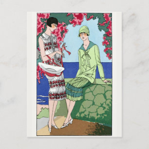 1930 Vintage Women in Day Dresses Postcard