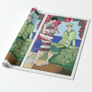 1930 Vintage Women in Day Dresses Wrapping Paper