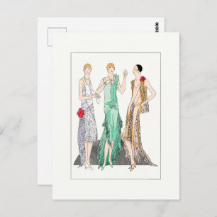 1930 Vintage Women in Evening Gowns  Postcard
