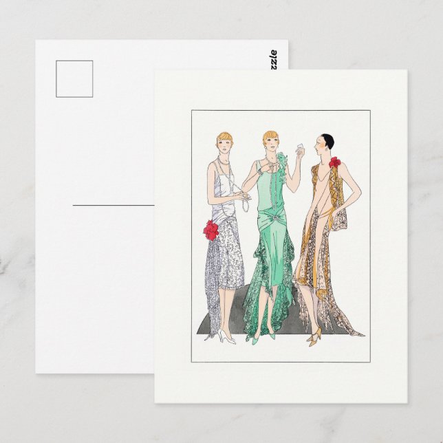 1930 Vintage Women in Evening Gowns  Postcard (Front/Back)