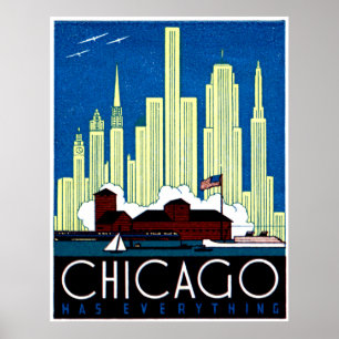 1930 Visit Chicago Poster